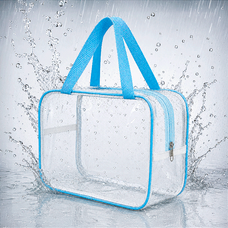 Kit 3 Bolsa Necessaire Transparente Feminina Organizadora - Azul BB