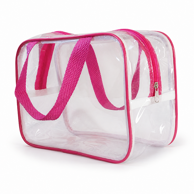 Kit 3 Bolsa Necessaire Transparente Feminina Organizadora - Pink