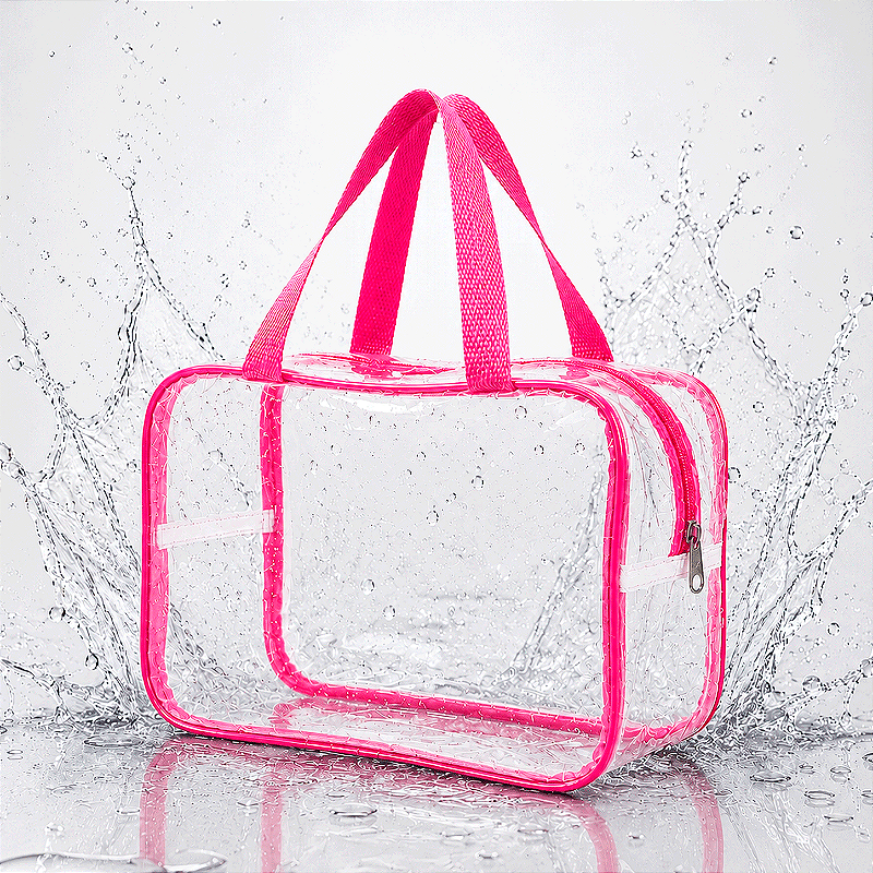 Kit 3 Bolsa Necessaire Transparente Feminina Organizadora - Pink
