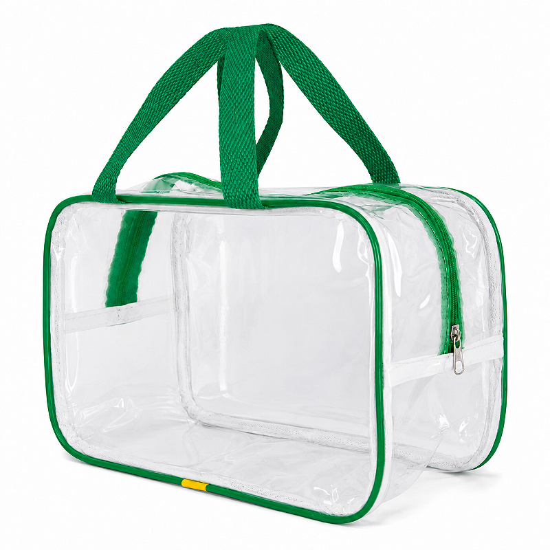 Kit 3 Bolsa Necessaire Transparente Feminina Organizadora - Verde