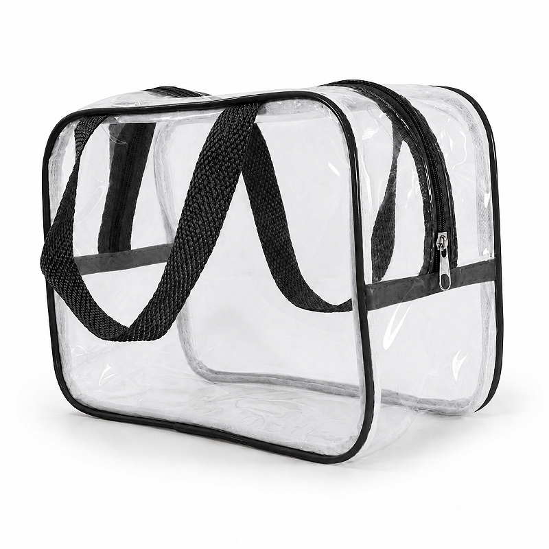 Kit 3 Bolsa Necessaire Transparente Feminina Organizadora - Preto