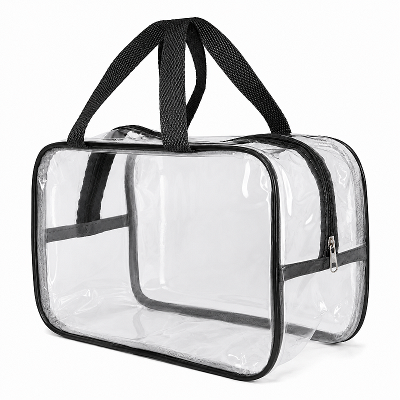 Kit 3 Bolsa Necessaire Transparente Feminina Organizadora - Preto