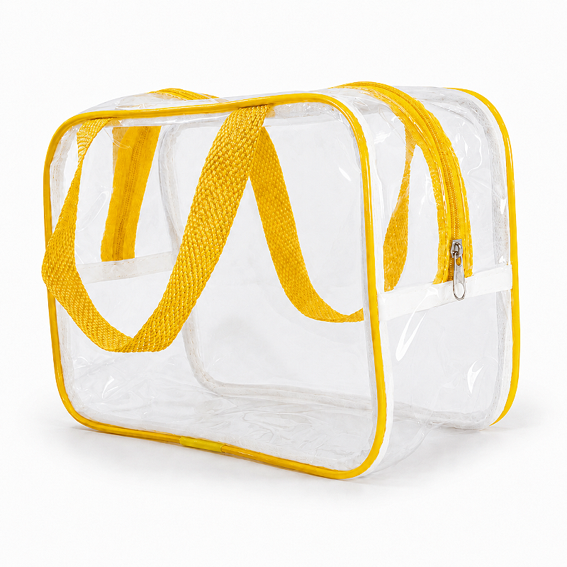 Kit 5 Bolsa Necessaire Transparente Feminina Organizadora - Amarela