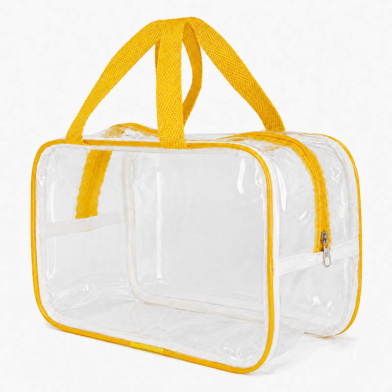 Kit 5 Bolsa Necessaire Transparente Feminina Organizadora - Amarela