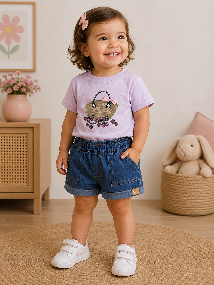 CONJUNTO HAVE FUN AMORA MEIA MALHA/JEANS 30463