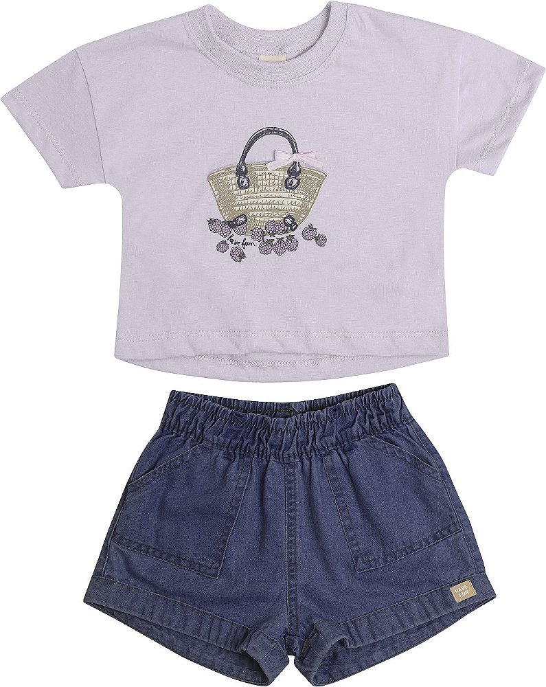 CONJUNTO HAVE FUN AMORA MEIA MALHA/JEANS 30463
