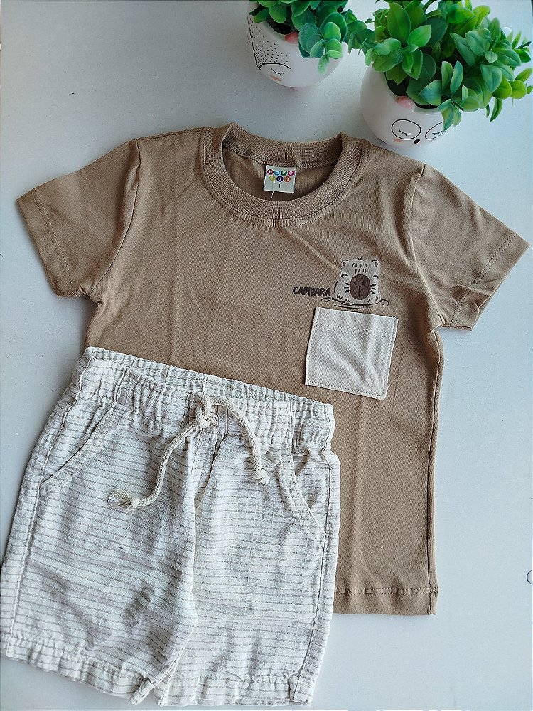 CONJUNTO HAVE FUN CAPIVARA BEGE 30500