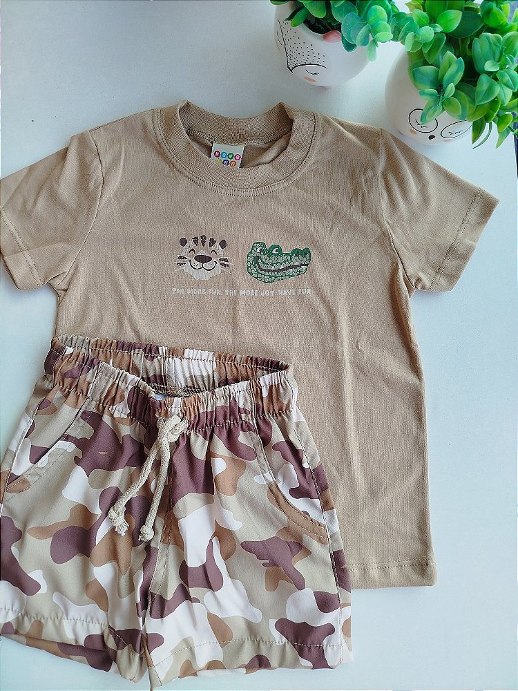 CONJUNTO HAVE FUN CAMUFLADO BEGE 30505