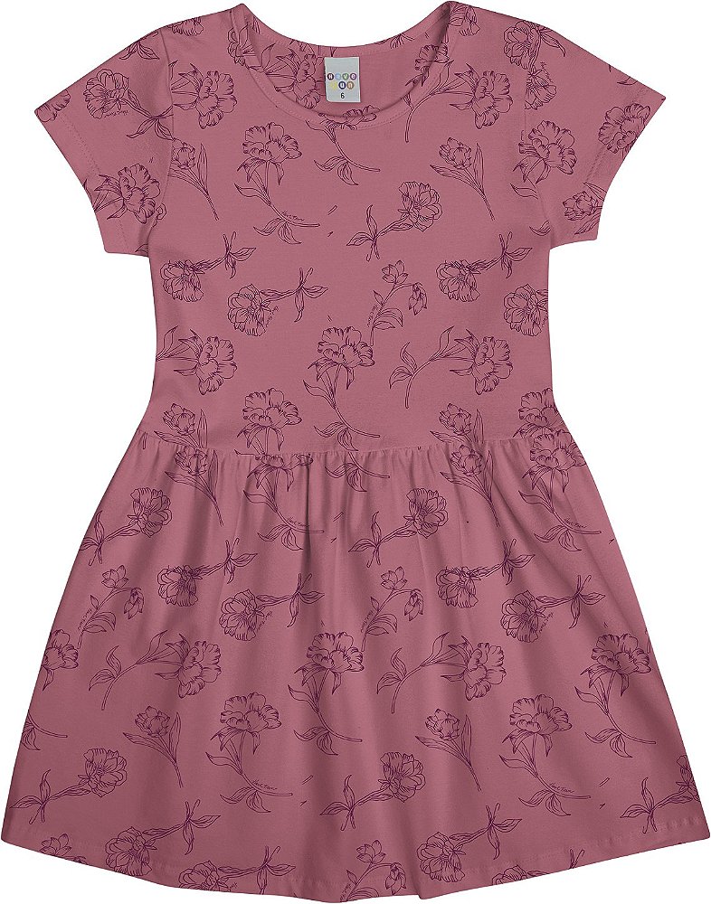 VESTIDO HAVE FUN MANGA CURTA ESTAMPADO ROSA COTTON 30688