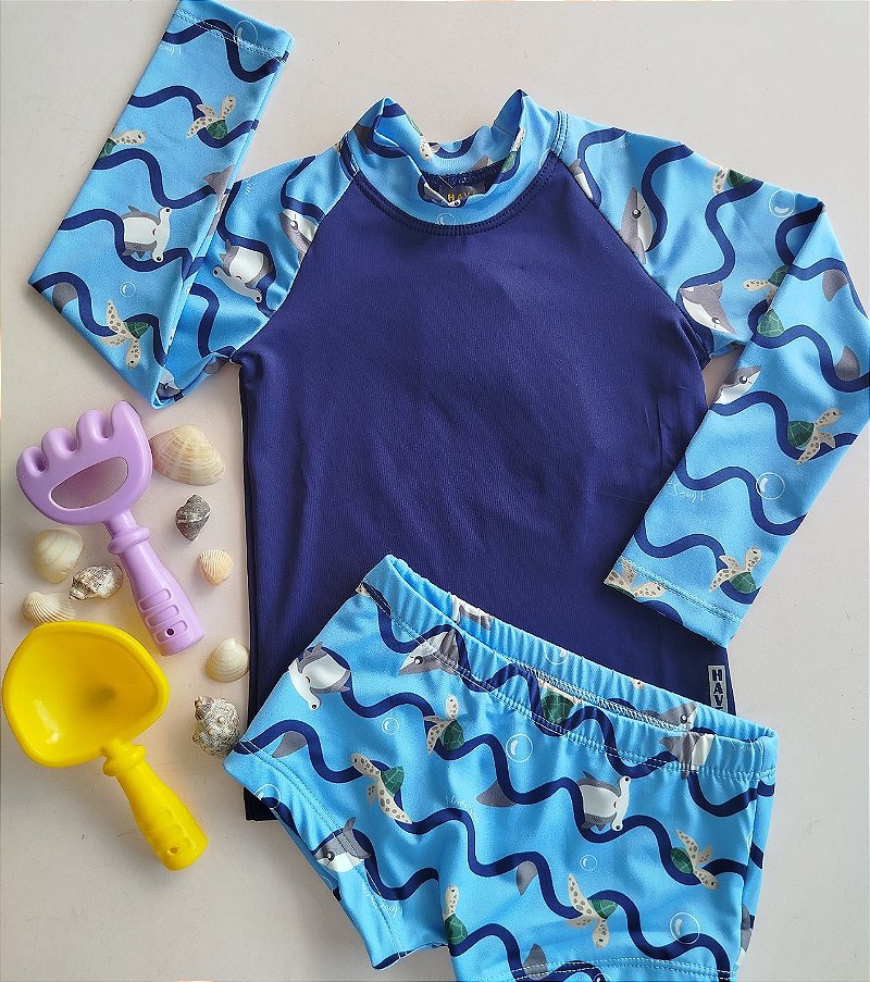 CONJUNTO HAVE FUN TARTARUGA AZUL PROTECAO UV 30078