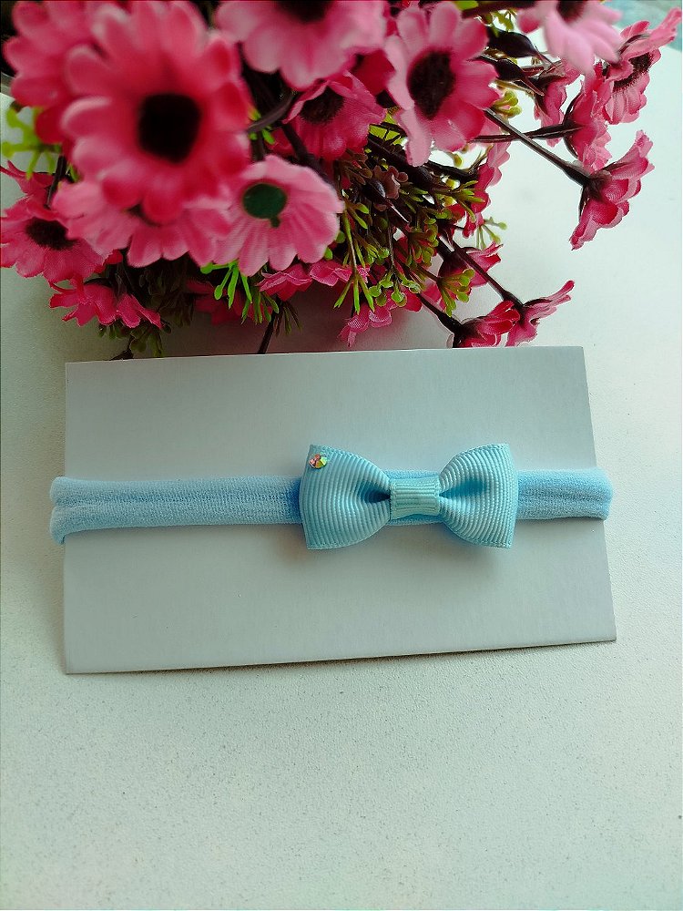 FAIXA PARA BEBE LAÇO GRAVATINHA COM STRASS TAM. P