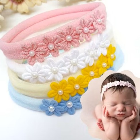 FAIXA PARA BEBE FLOR COM PEROLA
