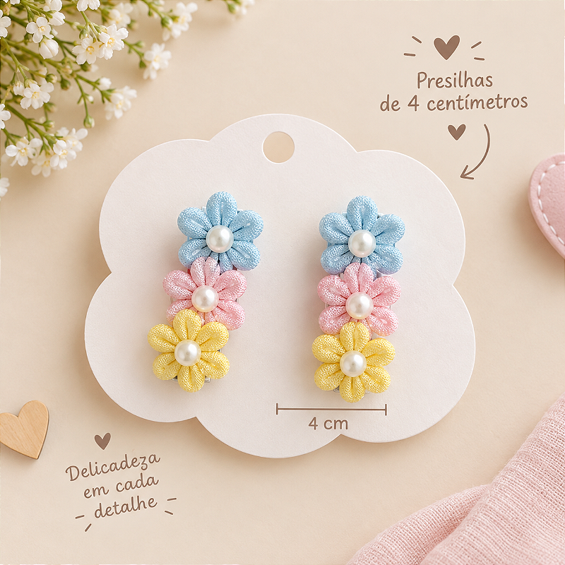 PAR DE PRESILHAS FLOR PEROLA PARA BEBE TAM. M