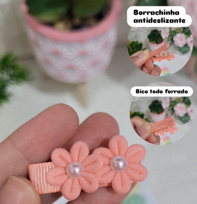 PAR DE PRESILHAS FLOR PEROLA PARA BEBE TAM. P