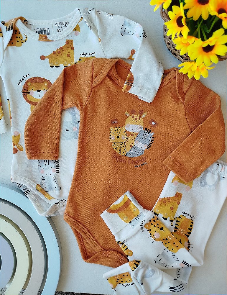 TRIO KIKO BABY 2 BODIES MANGA LONGA E CALÇA 14943