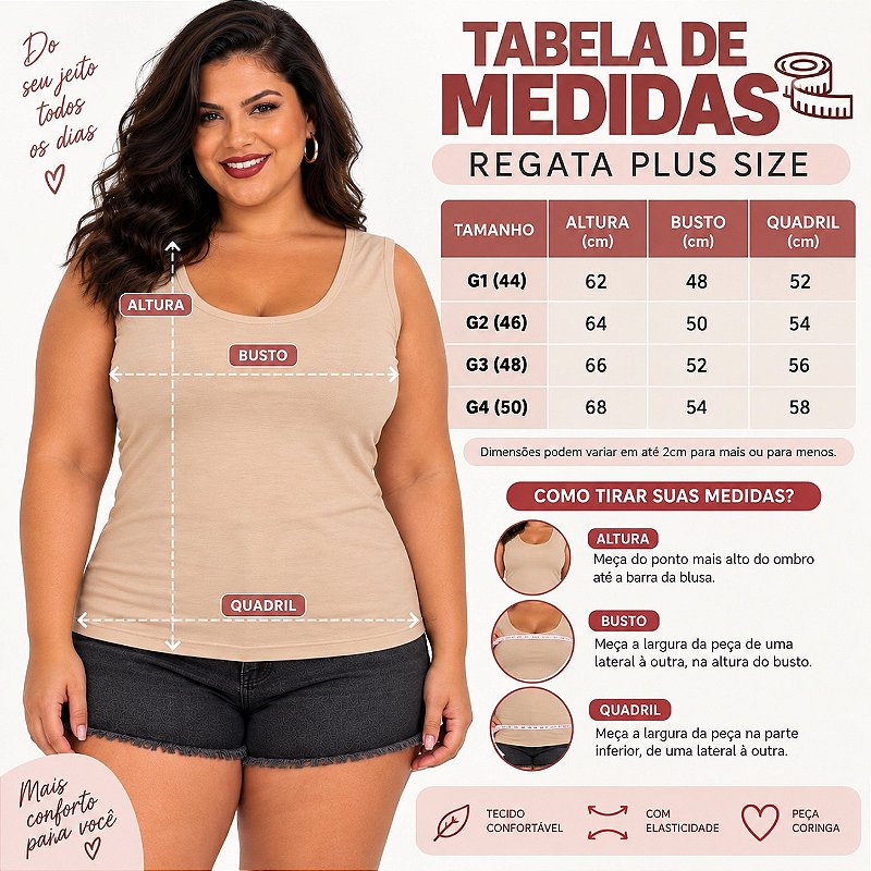 Blusa Regata Básica Plus Size Visco Lycra Alça Larga Toque Macio 2005.1A
