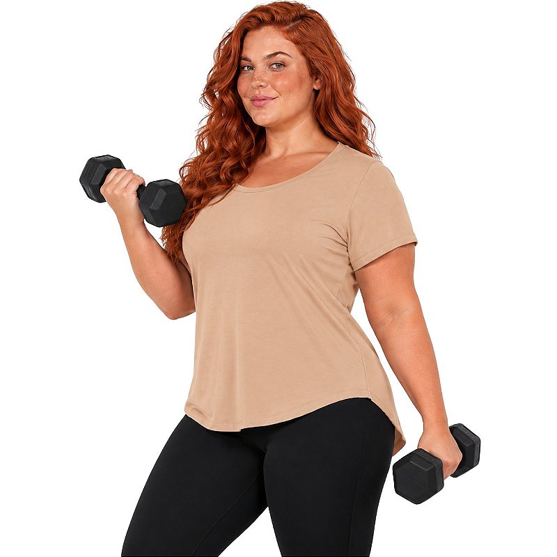 Blusa Plus Size Mullet Confortável Decote Redondo Manga Curta Tapa Bumbum 3024A