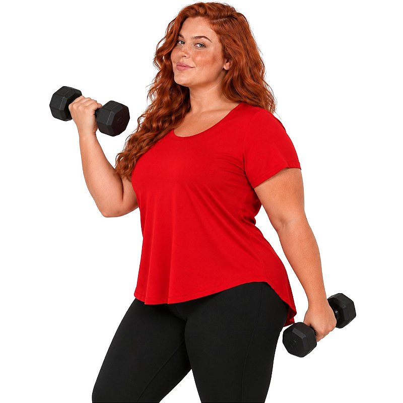 Blusa Plus Size Mullet Confortável Decote Redondo Manga Curta Tapa Bumbum 3024A
