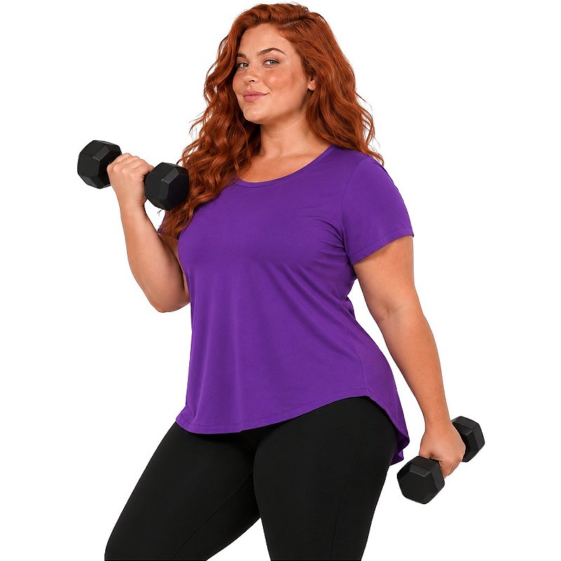 Blusa Plus Size Mullet Confortável Decote Redondo Manga Curta Tapa Bumbum 3024A