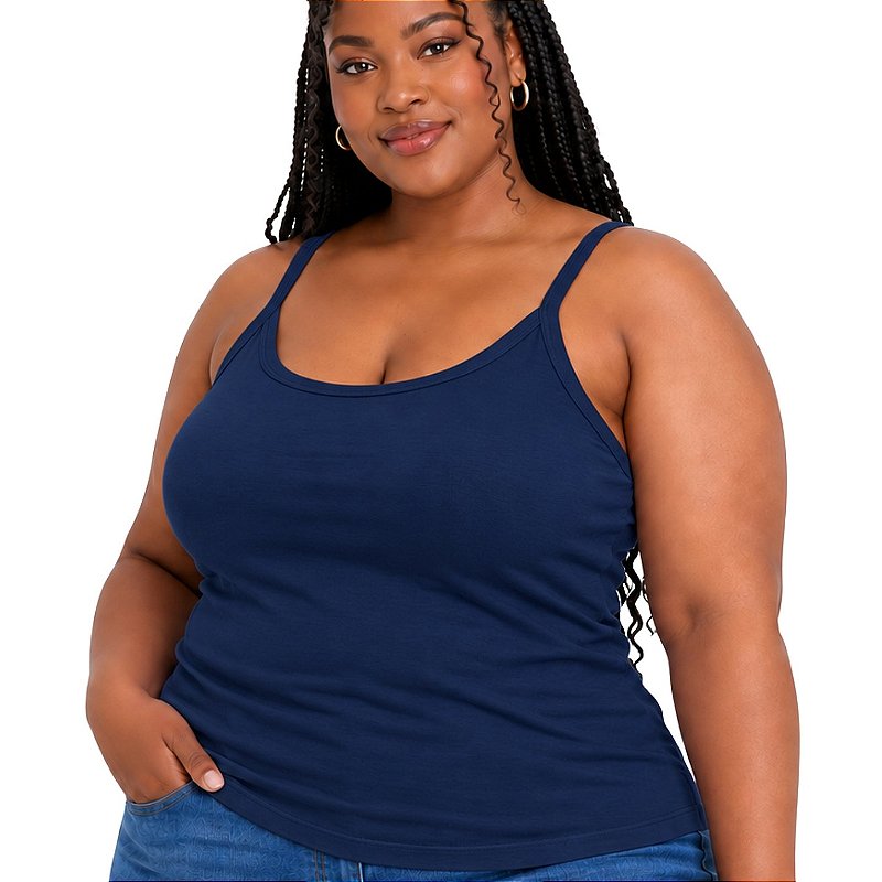 Blusa Regata Plus Size Visco Lycra com Alça Fina Toque Macio e Leve 3026A