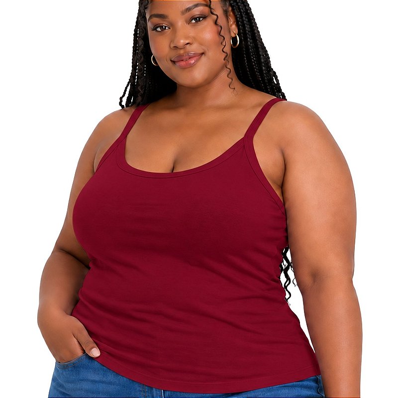 Blusa Regata Plus Size Visco Lycra com Alça Fina Toque Macio e Leve 3026A