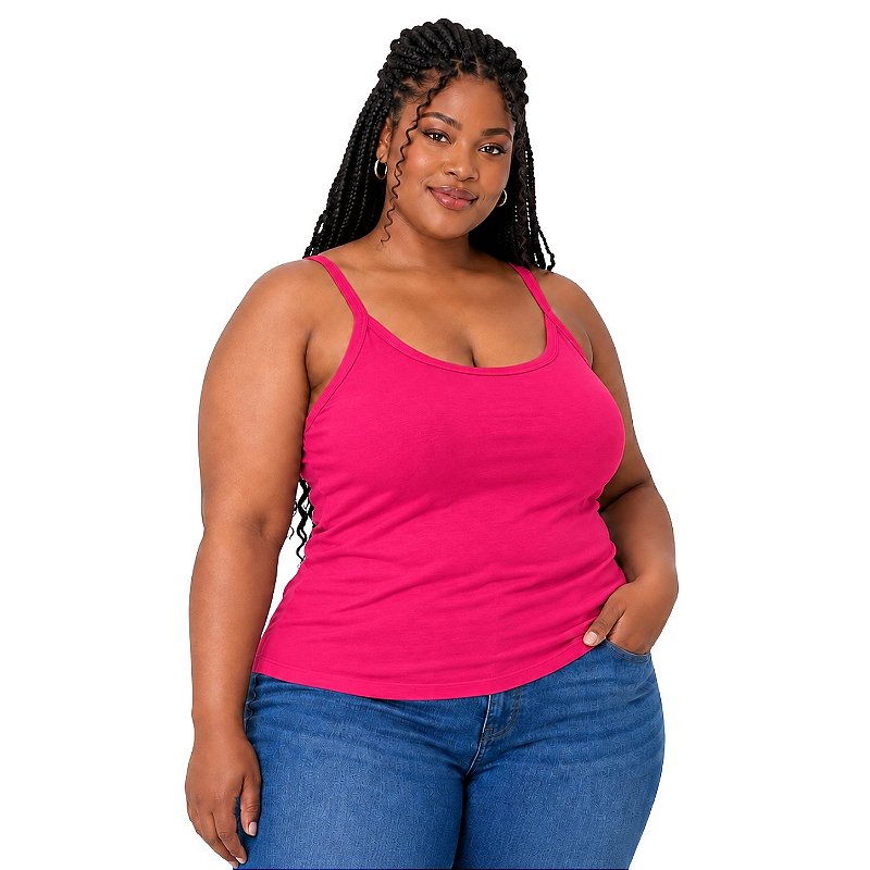 Blusa Regata Plus Size Visco Lycra com Alça Fina Toque Macio e Leve 3026A