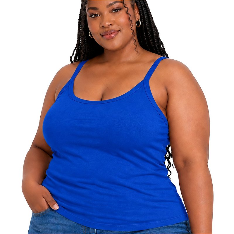 Blusa Regata Plus Size Visco Lycra com Alça Fina Toque Macio e Leve 3026A