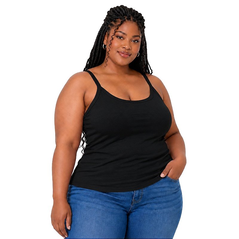 Blusa Regata Plus Size Visco Lycra com Alça Fina Toque Macio e Leve 3026A