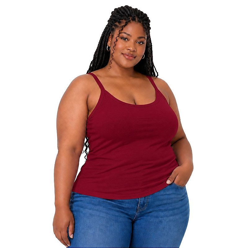 Blusa Regata Plus Size Visco Lycra com Alça Fina Toque Macio e Leve 3026A