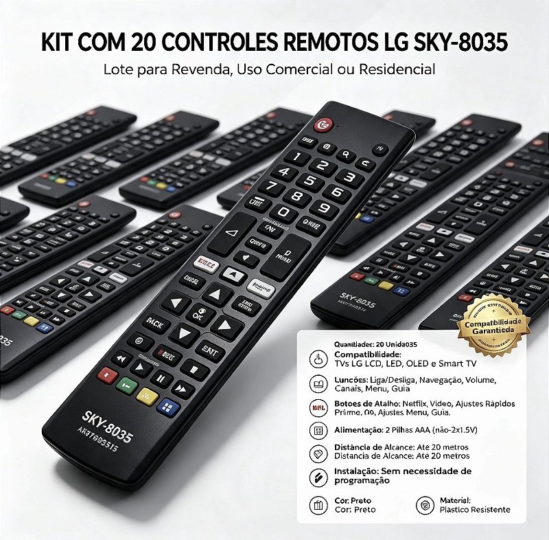 KIT 20UNID CONTROLE LG REF 8035