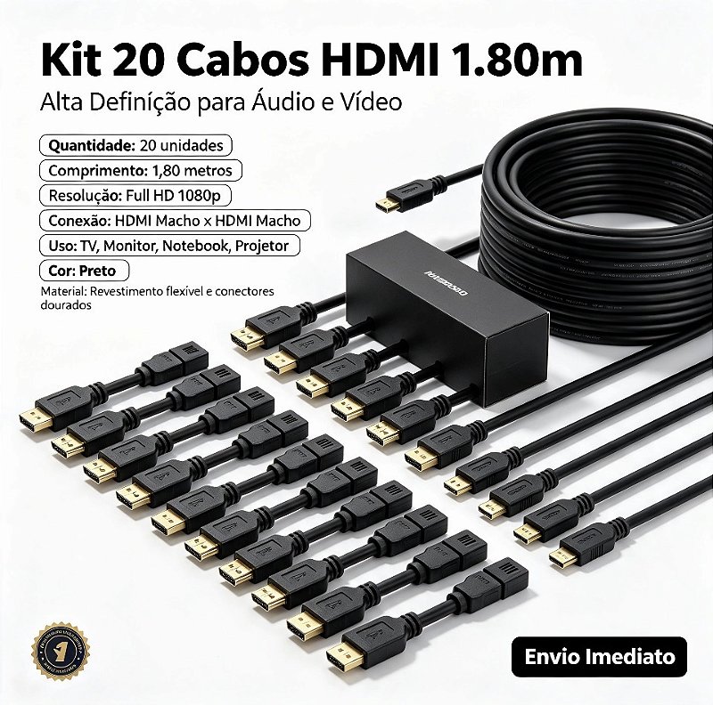 KIT 20 UNID CABOS HDMI 1.80M