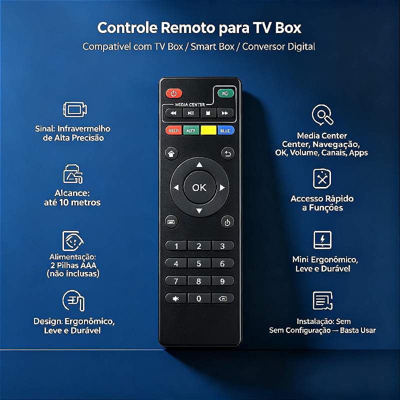 KIT 20 UNID CONTROLE REMOTO TVBOX REF 9006