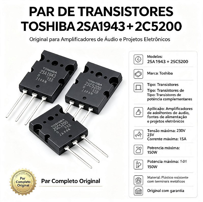 PAR DE TRANSISTORES 2SA1943 E 2SC5200 ORIG