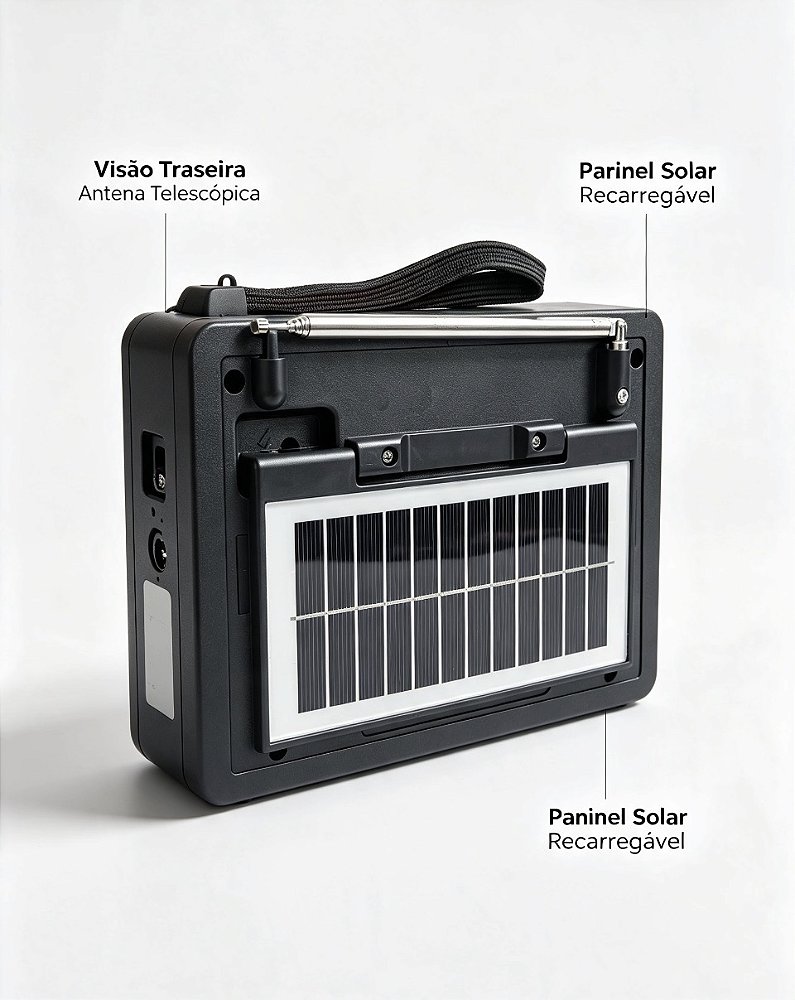 RADIO RETRO AM/FM/USB/AUX/PAINEL SOLAR REF K103S