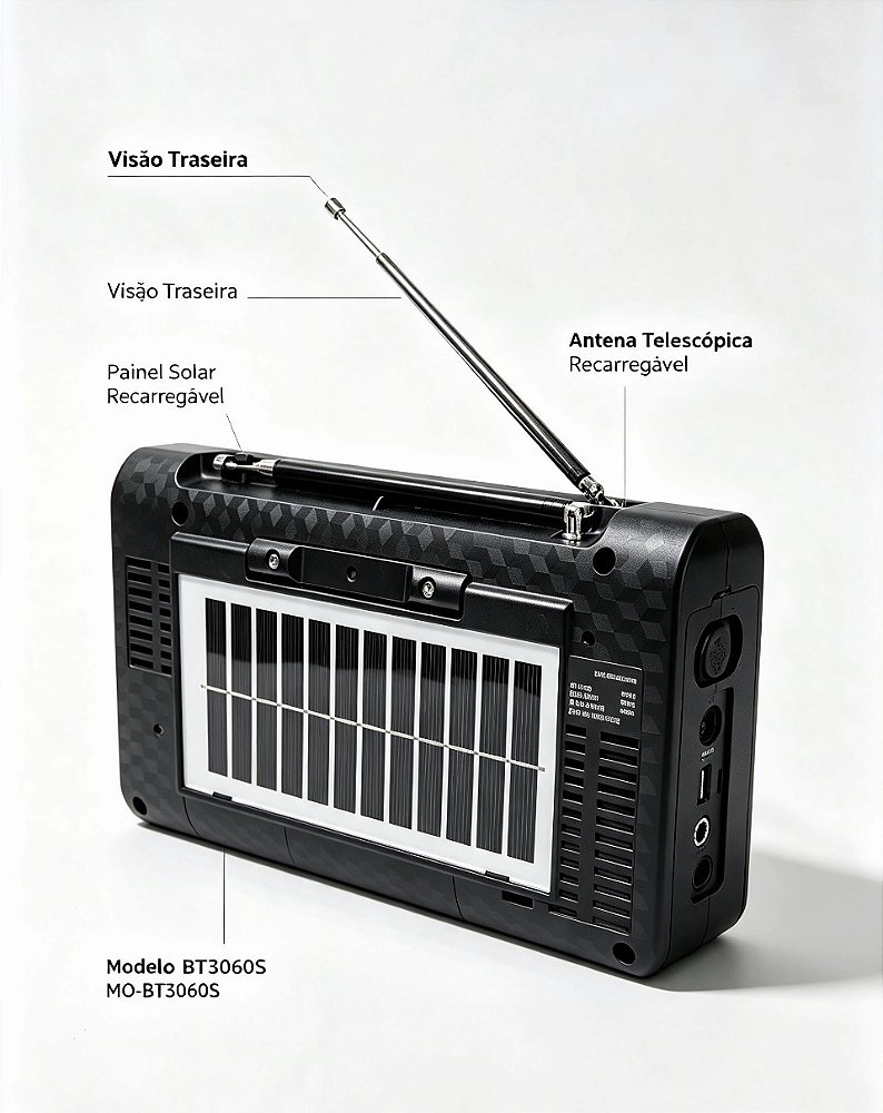 RADIO RETRO AM/FM/USB/AUX/SOLAR REF BT3060S