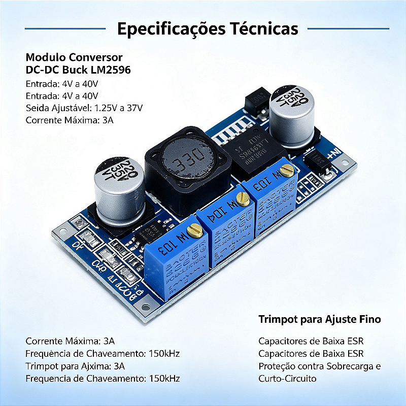 Módulo Conversor DC-DC Buck LM2596
