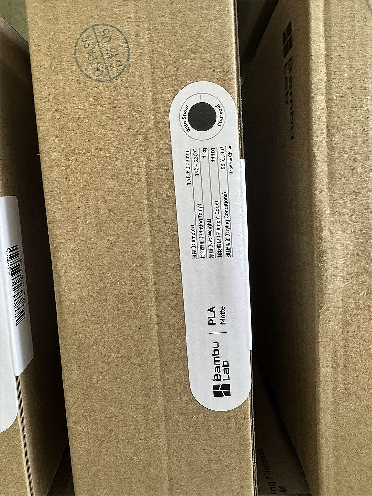 FILAMENTO BAMBU LAB PLA MATTE 1KG CARVÃO