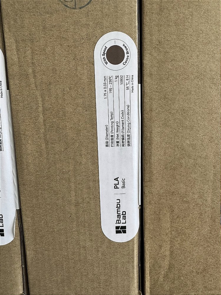 FILAMENTO BAMBU LAB PLA BASIC 1KG MARROM COCOA