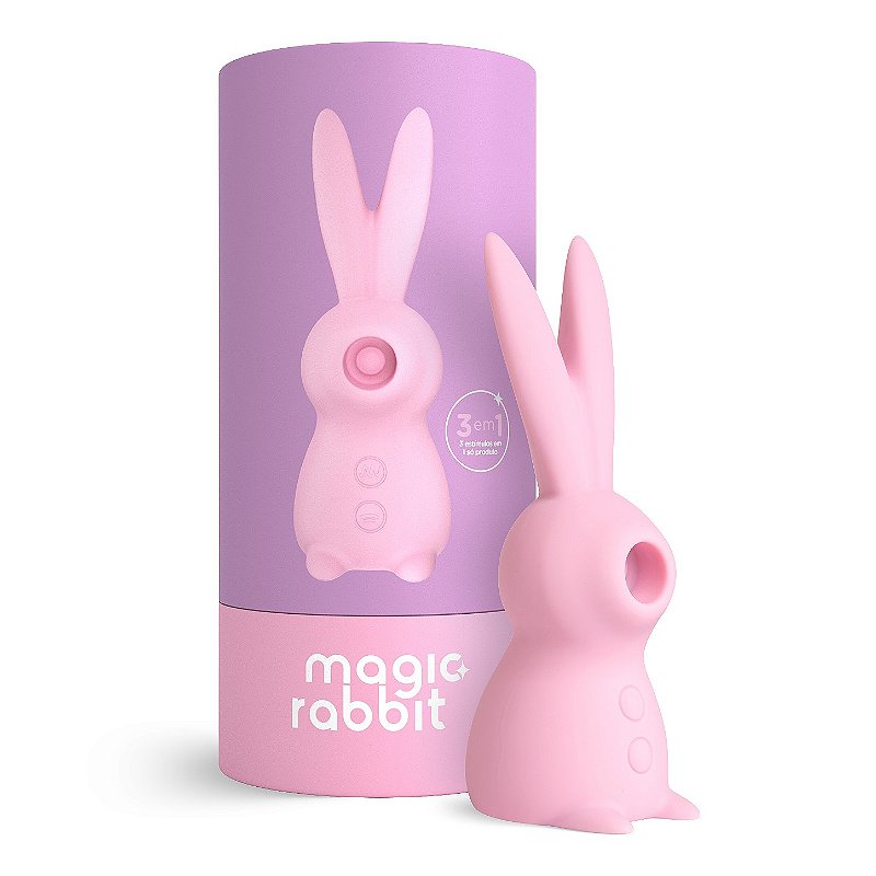 Estimulador clitóris recarregável Magic Rabbit 3 em 1- rosa