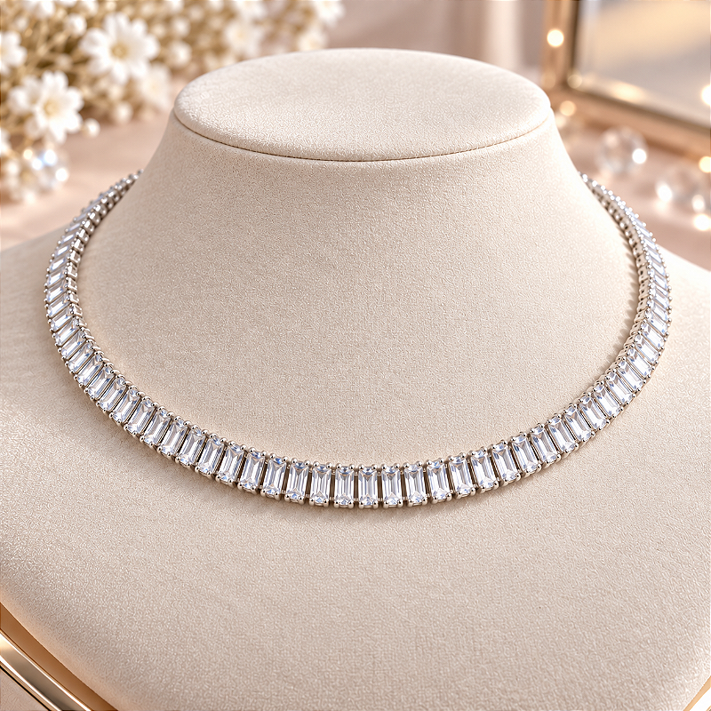 Choker Riviera Baguete Cristal com Extensor