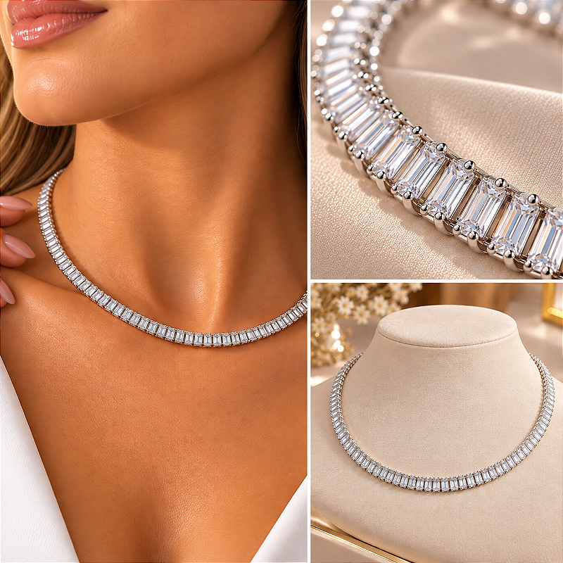 Choker Riviera Baguete Cristal com Extensor