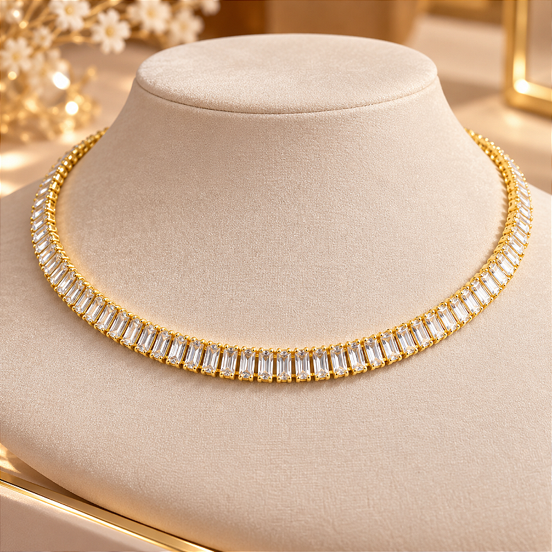 Choker Riviera Baguete Cristal com Extensor
