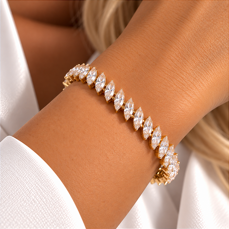 Pulseira Riviera em Zircônia Formato Lua Cristal