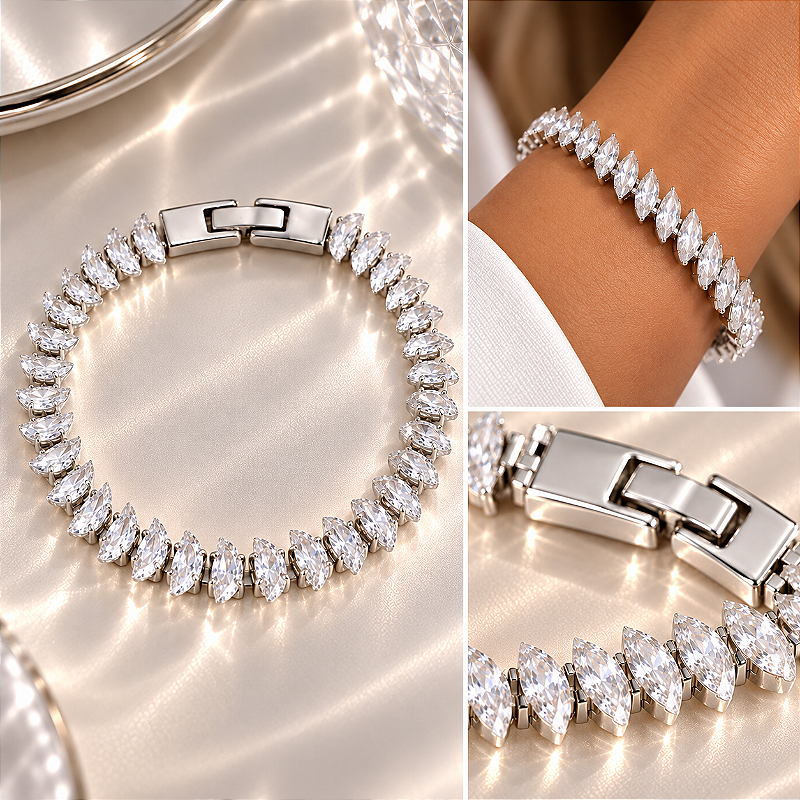 Pulseira Riviera em Zircônia Formato Lua Cristal