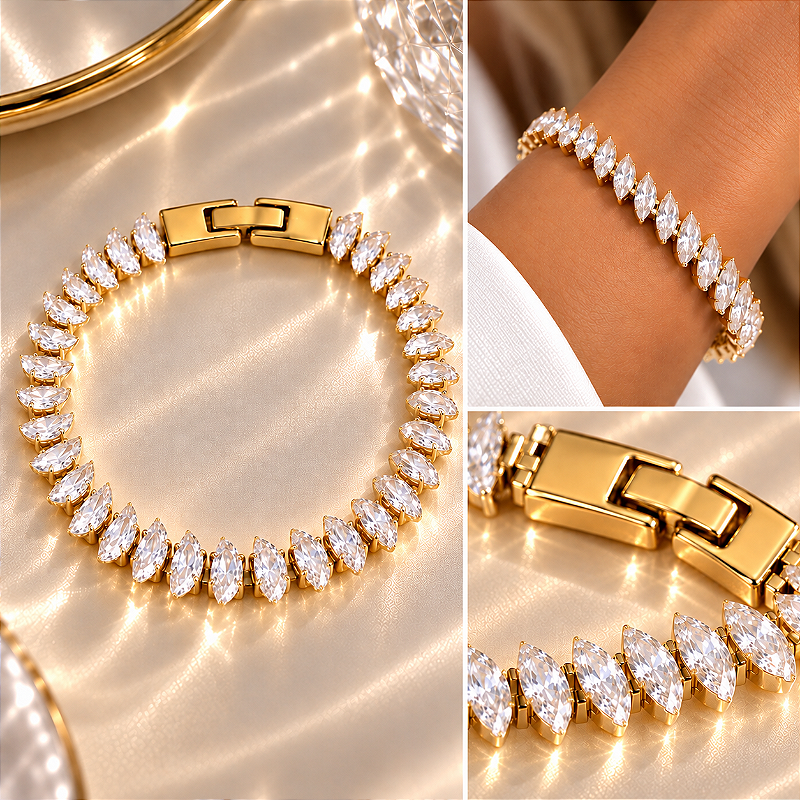 Pulseira Riviera em Zircônia Formato Lua Cristal