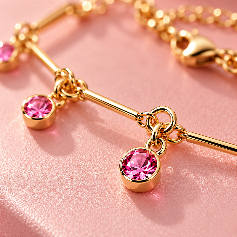 Pulseira Infantil Malha Palitinhos com Tiffanys Pink