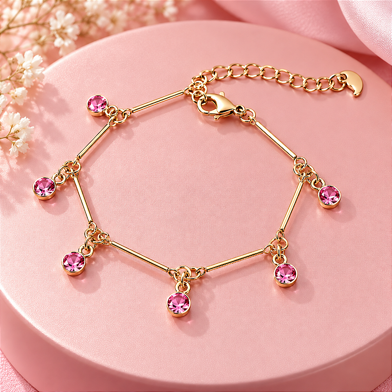 Pulseira Infantil Malha Palitinhos com Tiffanys Pink