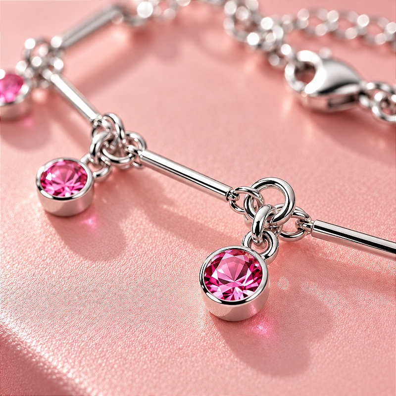 Pulseira Infantil Malha Palitinhos com Tiffanys Pink