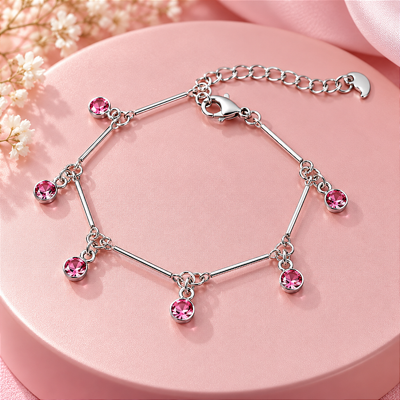 Pulseira Infantil Malha Palitinhos com Tiffanys Pink