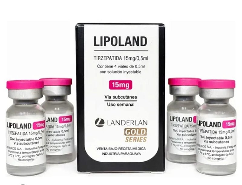 Lipoland 15mg Tirzepatida Landerlan Gold Series Caixa com 4 Viais